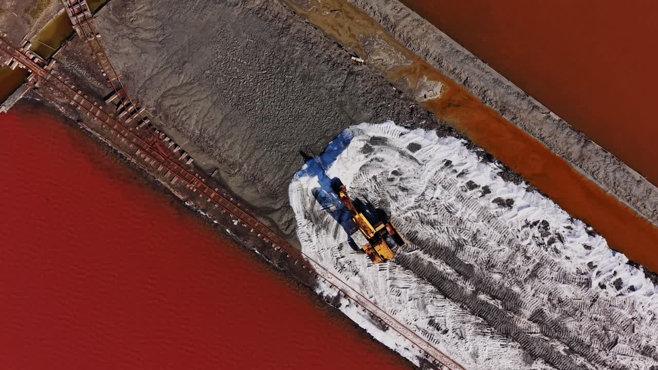 Mining process at salt mine site during daytime hours