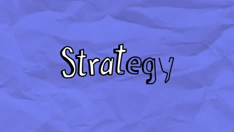 strategy text against blue crumpled paper in background