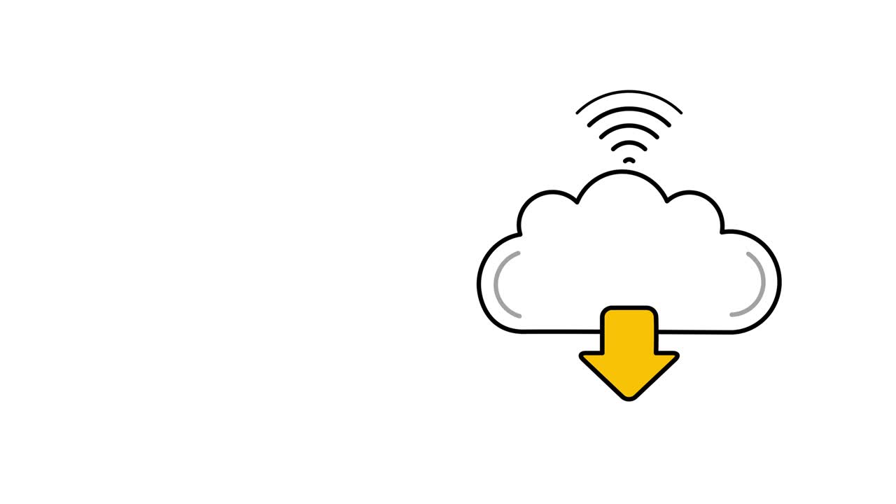 video en 4k del icono de la nube wifi gratuita en diseño plano.