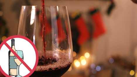 animation of prohibition sign over glass of wine