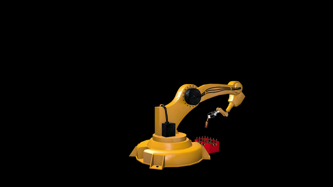 Industrial Robot Handling Bottles