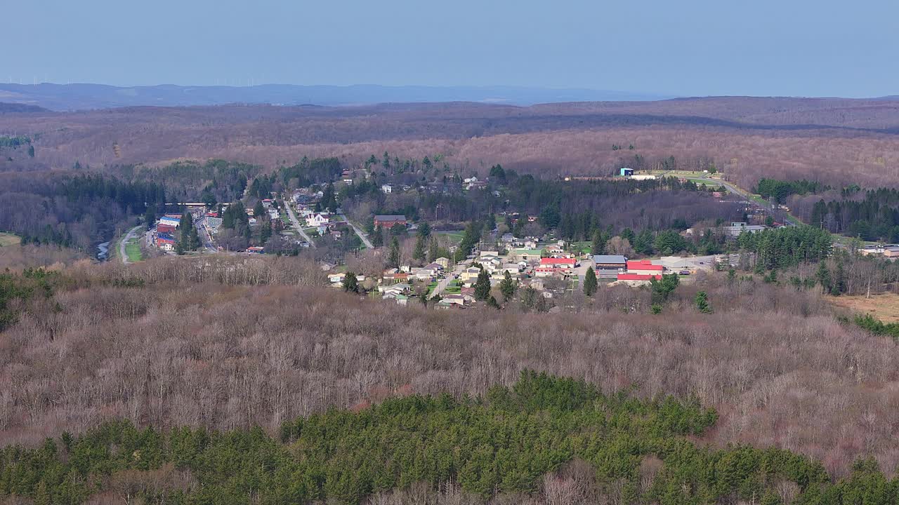 Aerial View of Davis, West Virginia Surrounded by Appalachian Woodlands