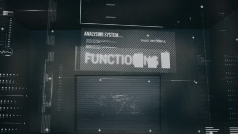 animación del procesamiento de datos sobre un fondo oscuro