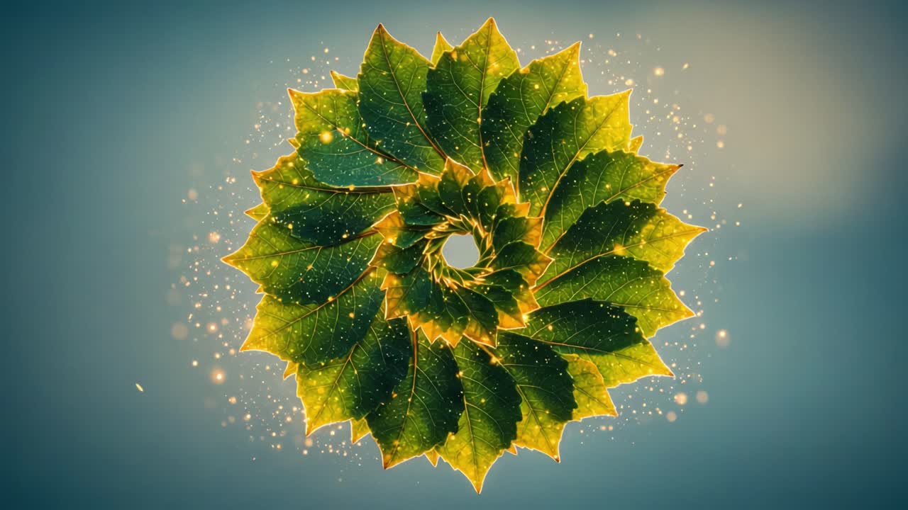 Intricate Spiral of Green Leaves: A Stunning Visual Representation of Nature’s Beauty and Harmony Captured in Vibrant Detail Against a Soft Background