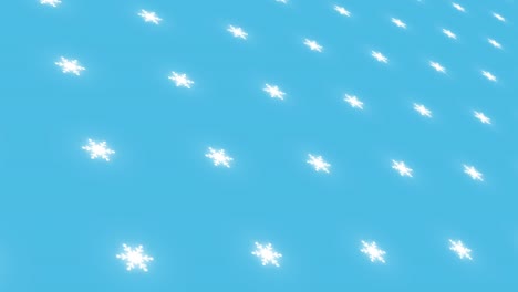 white snowflakes on blue background are changed size with perspective motion. looping realistic animation.