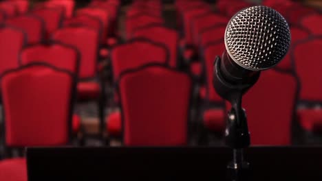 microphone on stage in an auditorium