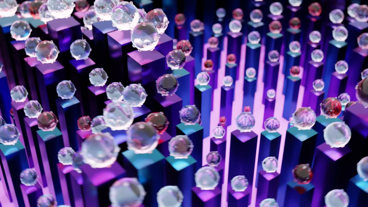 추상적인 파란색 파란색 금속 유리 기하학적 vj 루프