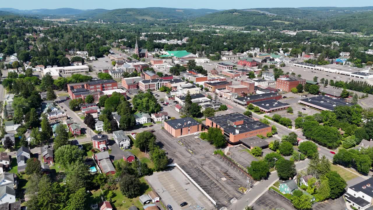 Norwich New York downtown aerial drone