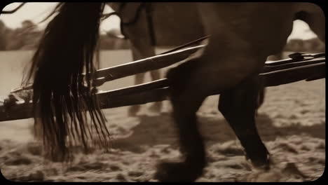 vintage horse-drawn farm scene