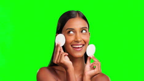 belleza, cuidado de la piel y algodón con mujer india