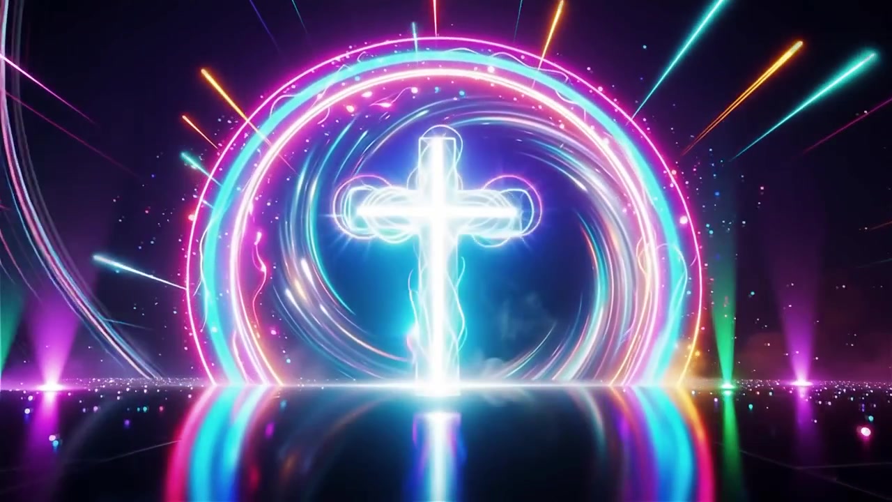 Christian Cross Heavenly Light Worship Background