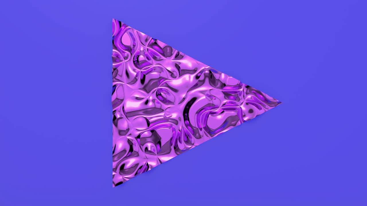 animación en bucle 3d del botón de reproducción en forma de triángulo. superficie ondulada con ondas. textura vibrante de moda, textil de moda, diseño gráfico, textura metálica animada.