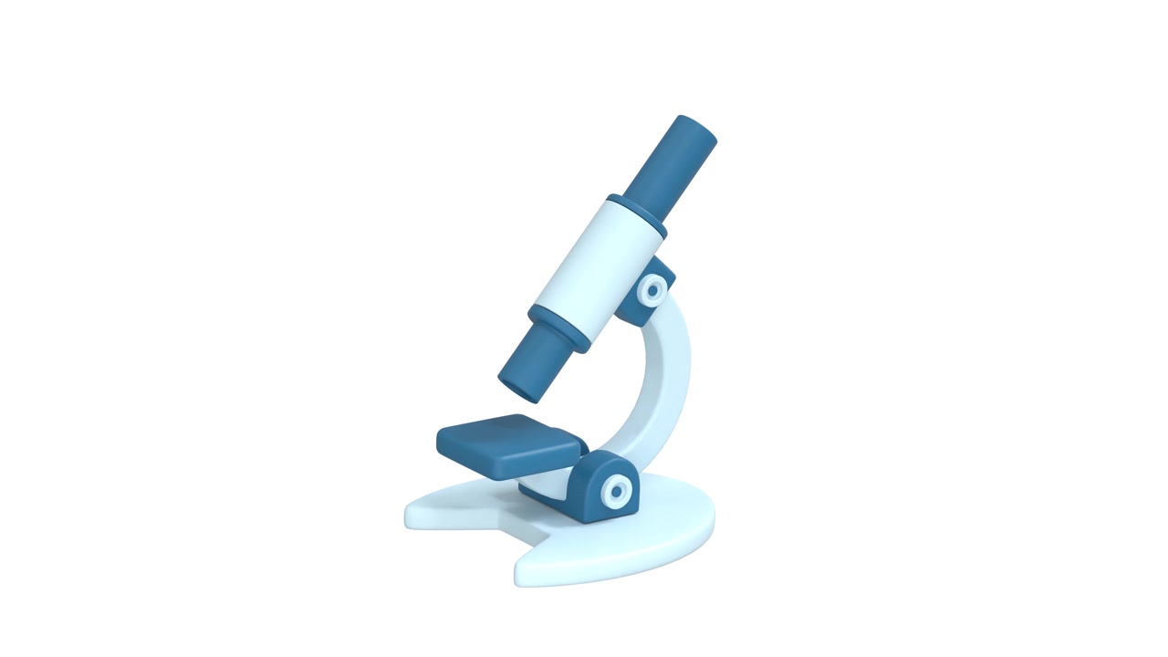 3D Rendered Microscope Rotating on White Background