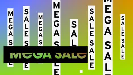 animación del texto de mega venta en un fondo colorido