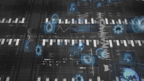 Animation of glowing blue digital data charts and graphs with futuristic elements