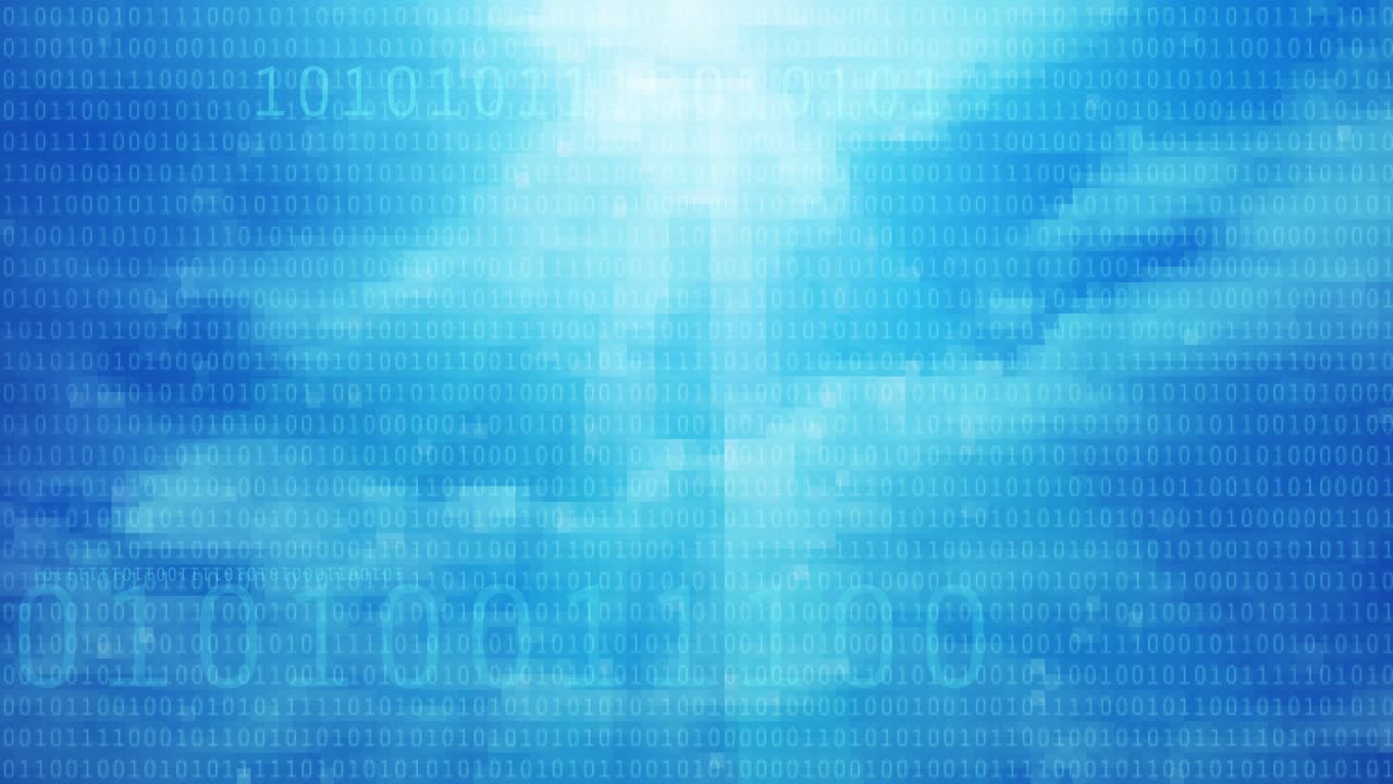 fondo azul abstracto, computación en la nube digital, código binario animación 4k