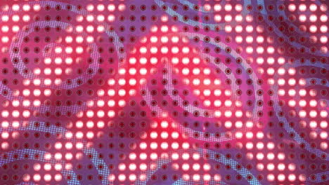 animación de múltiples círculos rojos y blancos que brillan en una flecha que sube