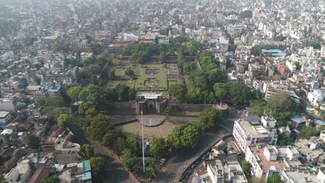 aerial 4k view of shaniwarwada pune - india due to nationwide lockdown to avoid transmission of the coronavirus - covid-19 virus outbreak