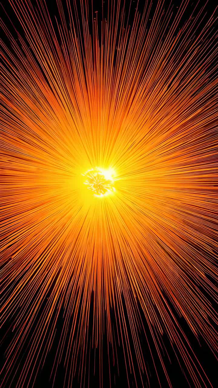 Vertical video: Frame sequence starting, central lamp pulsing and flickering from core in dark room