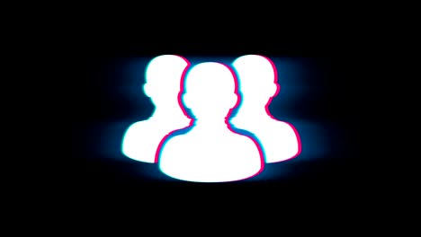 people, person, group  symbol on glitch retro vintage animation.