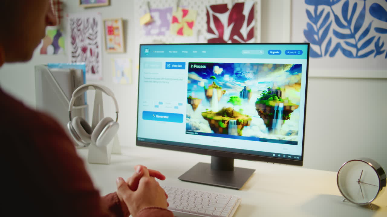 Person using computer with photo editing software