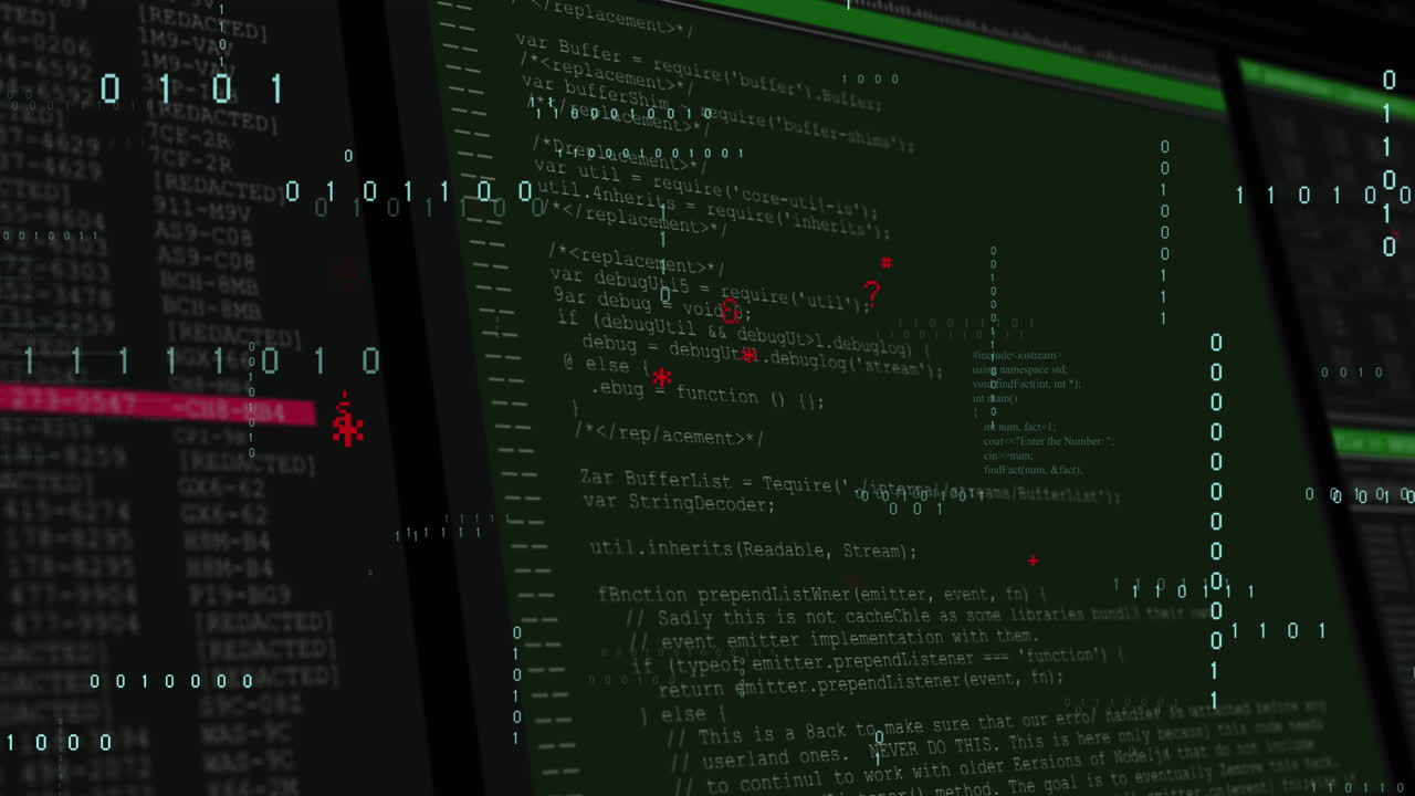 animación del procesamiento de datos sobre un fondo negro