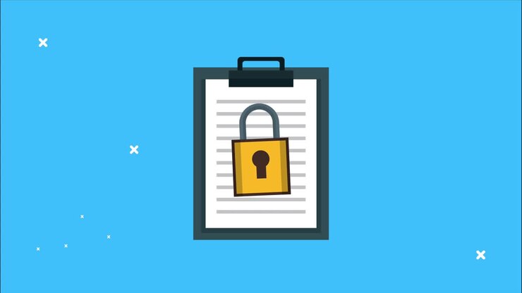 clipboard checklist and padlock security animation