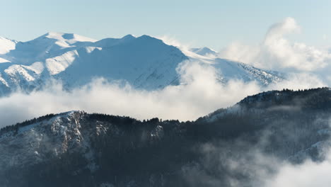 timelapse mountain olympus snow covered peaks clouds moving winter day