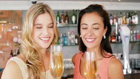 Happy-female-friends-having-glass-of-wine