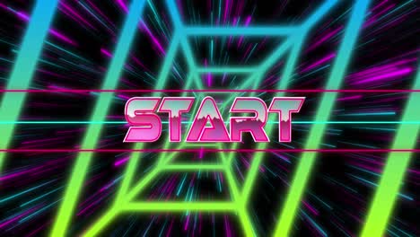 Animation-of-start-text-over-neon-tunnel