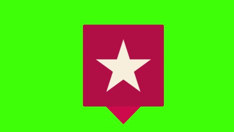 animado de forma cuadrada azul con estrella icono de habla en negrita apareciendo en una pantalla verde