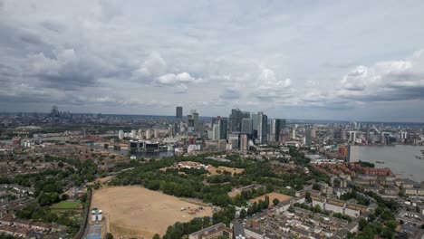 Canary-Wharf-London-UK-drone-aerial-view-4K-footage