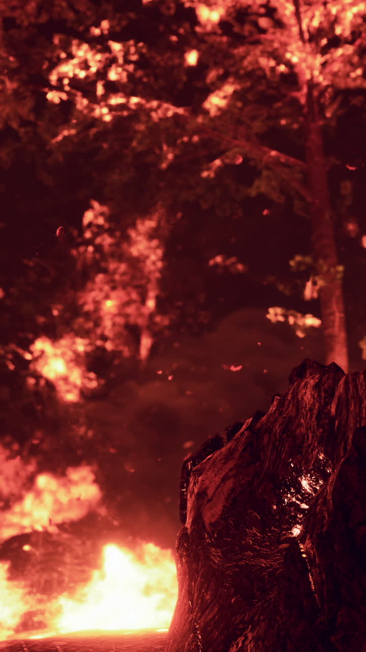 incendio forestal por la noche