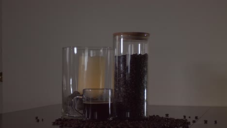 espresso and coffee beans still life