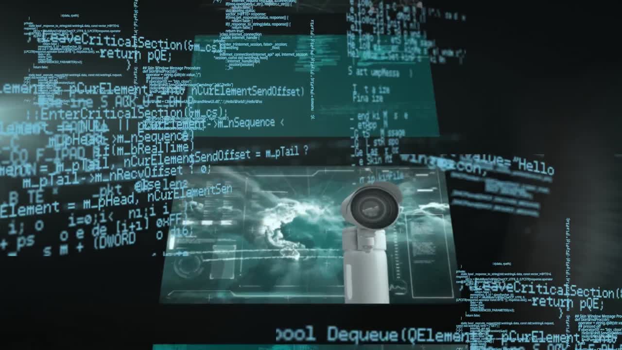 Animation of data processing on black background