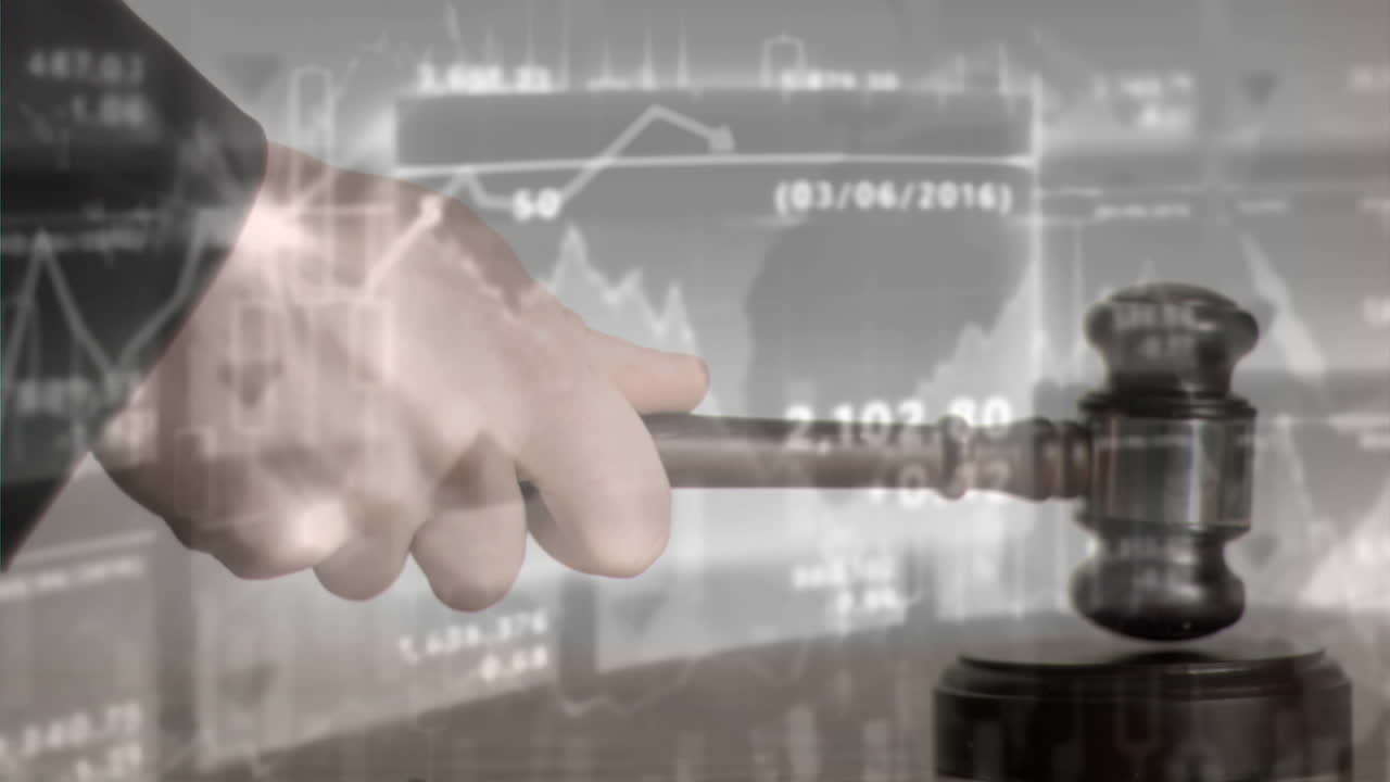 animación digital conceptual de un gráfico empresarial frente a las cifras financieras en la pantalla 4k