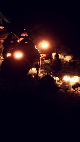 golden altar with candles at night