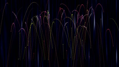 borrón abstracto de fuegos artificiales brillantes multicolores reales con luces bokeh, fuegos artificiosos brillantes. celebrando con fuegos artificials en la víspera de año nuevo. 4k. bucle de fuegos artificiales sin costuras de fondo