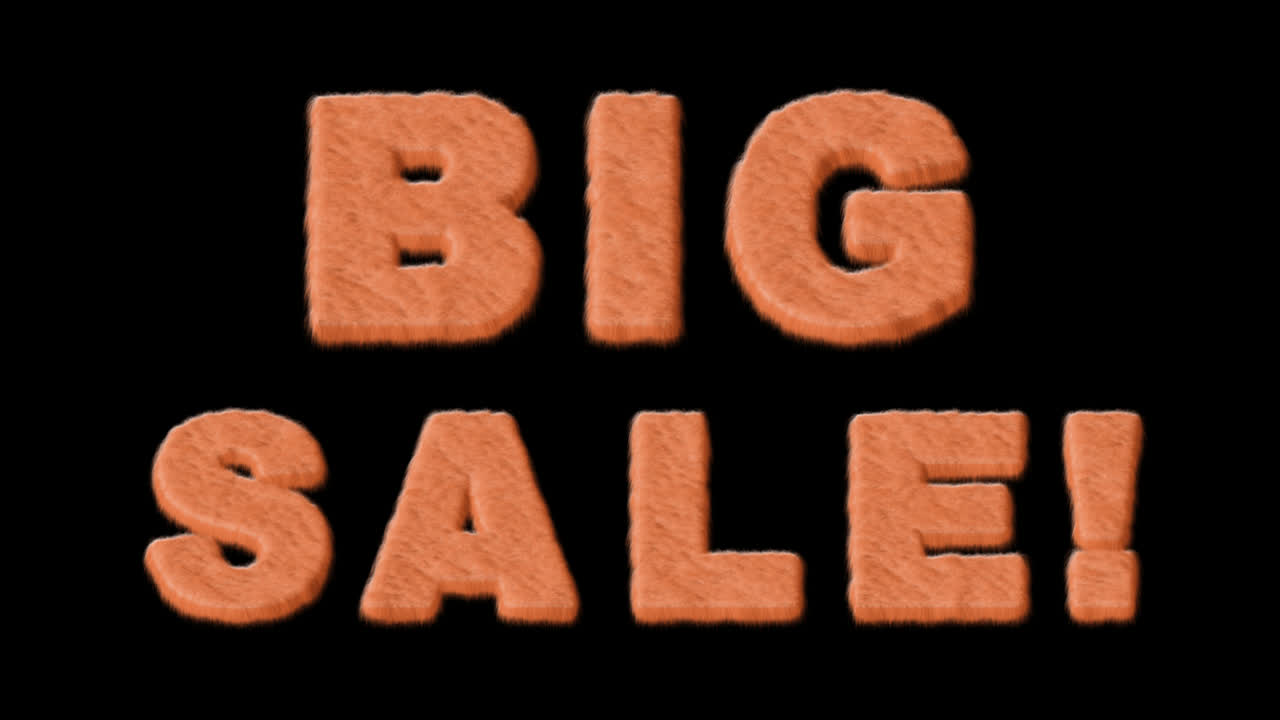 Big Sale furry text on black background