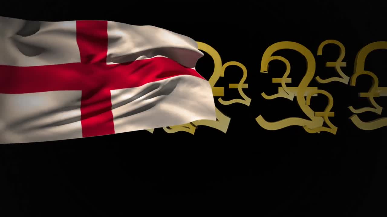 английский флаг с символами фунтов стерлингов