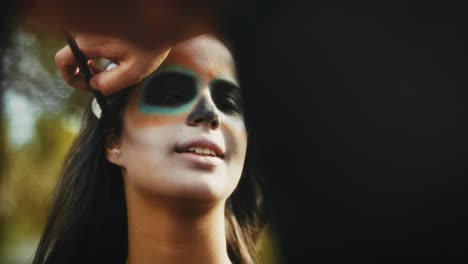 applying sugar skull makeup