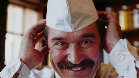 smiling chef in vintage setting