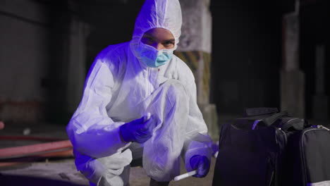 crime scene investigator collecting evidence
