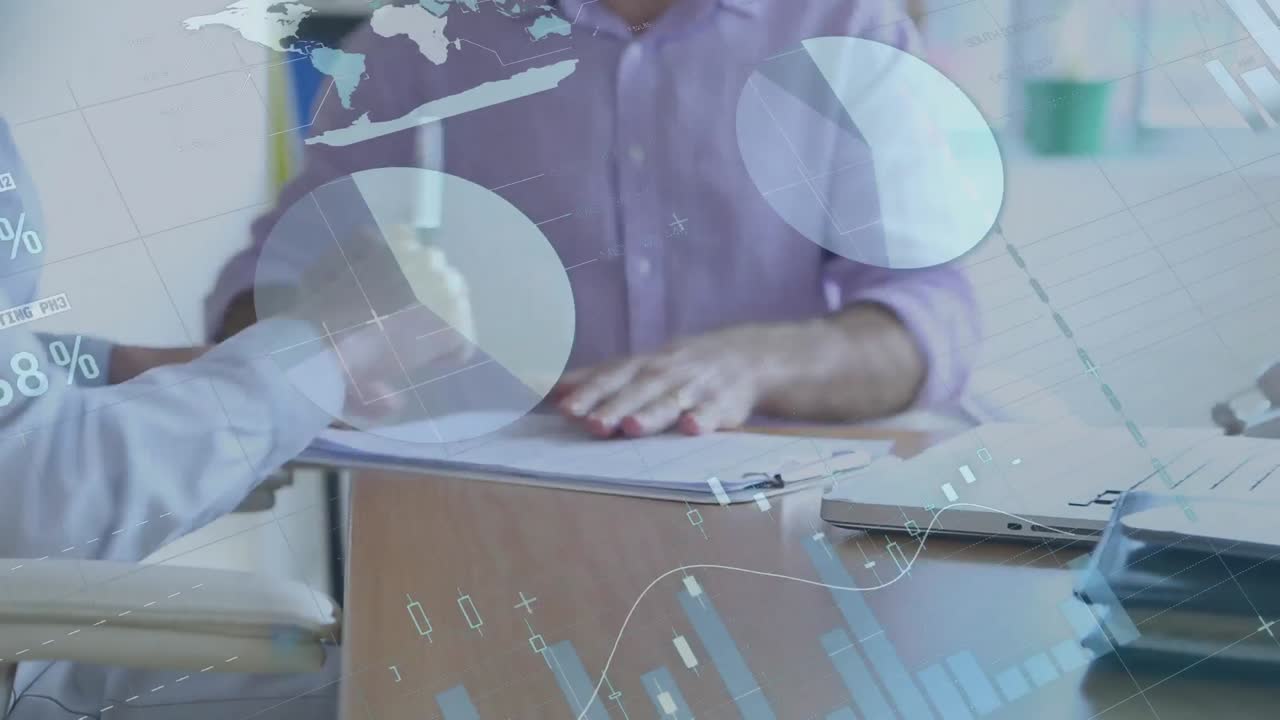 hombres de negocios y gráficos