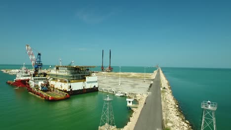 aerial view of a platform in a mexican oil platform
