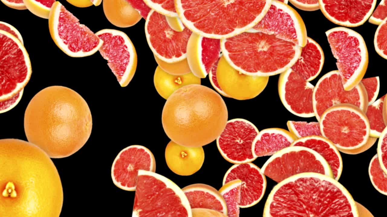 el fondo de las pomelas que caen, bucle, 60 fps, con canal alfa