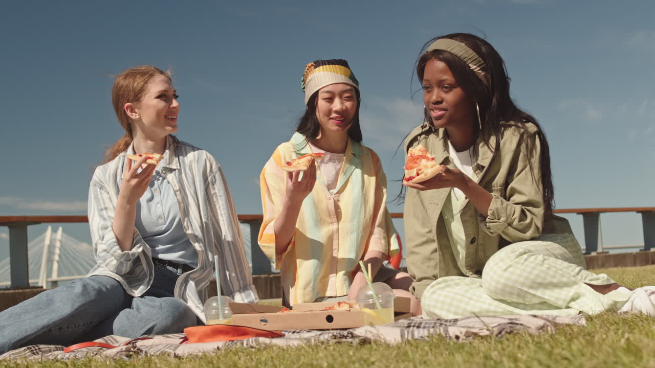 BFFs Having Picnic Outdoors in Summer
