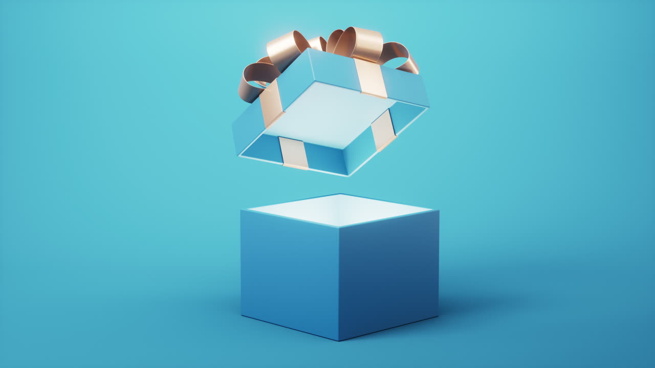 선물 상자 열기, 축제 및 축제, 3d 렌더링