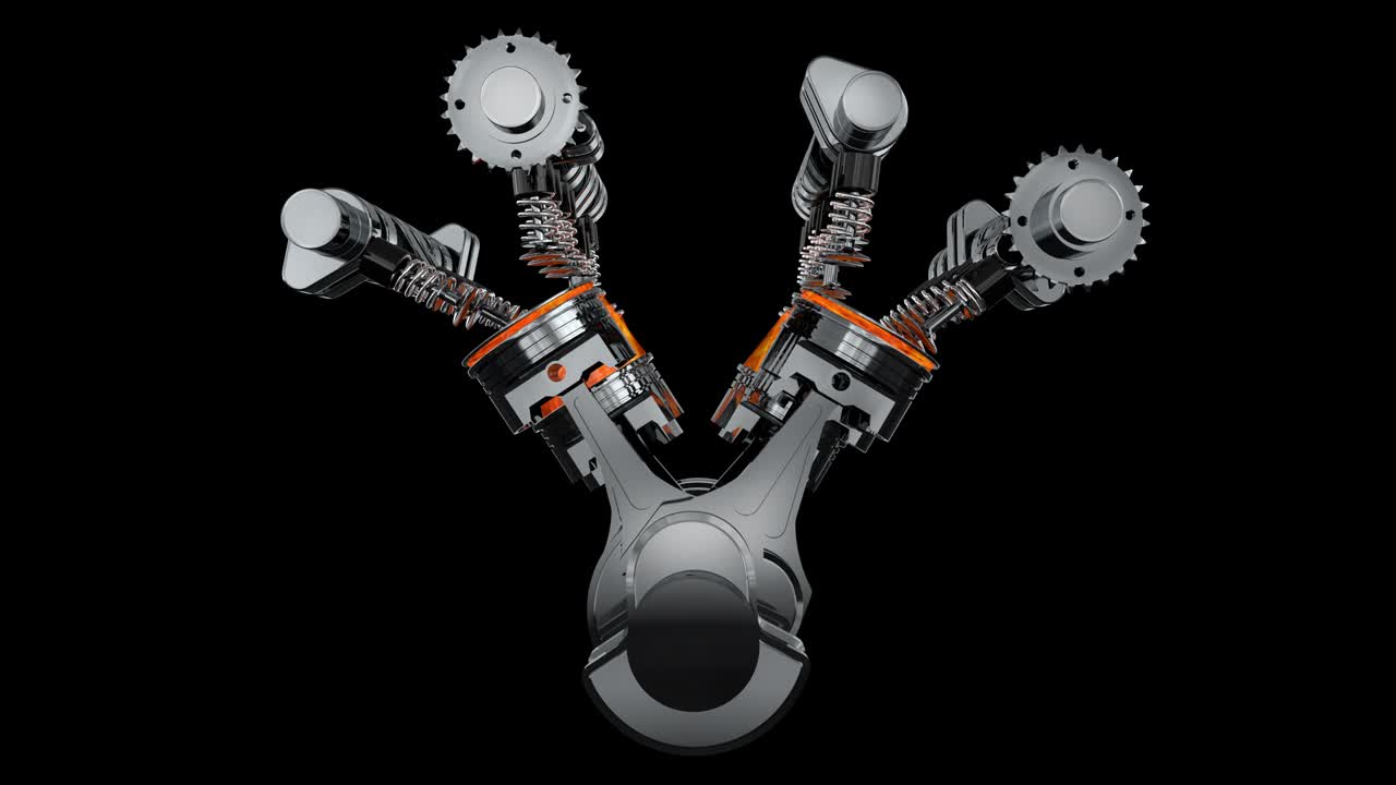 animación de motor v8 giratorio con explosiones - bucle