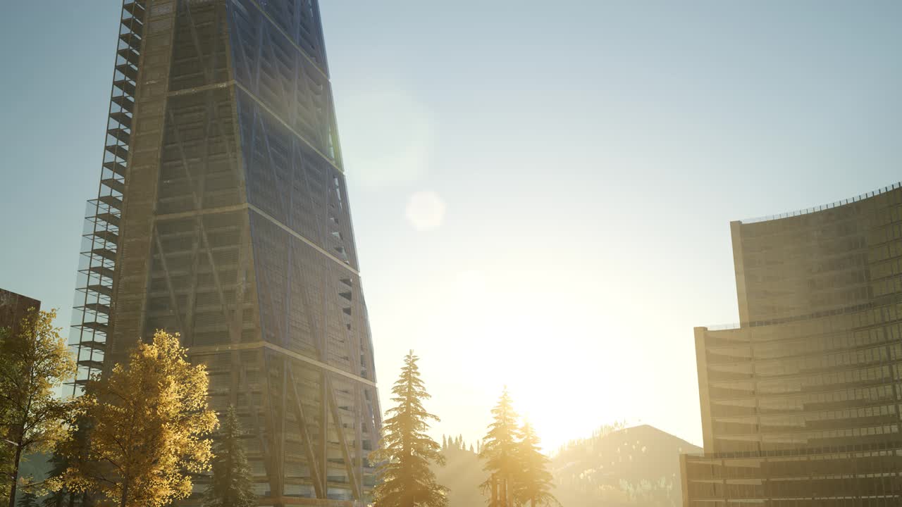 небоскребы и закат